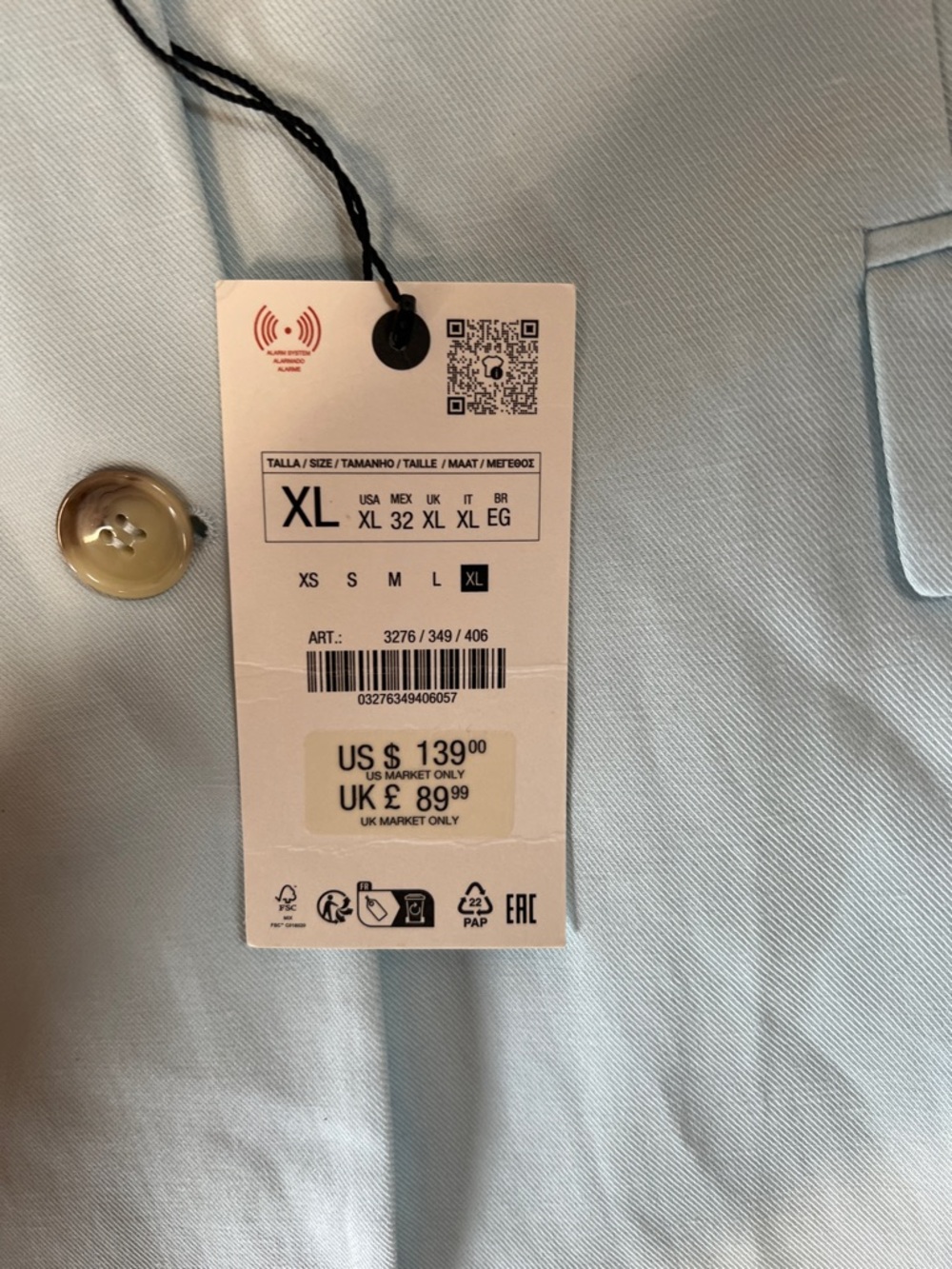 Zara Pastel Blue Single-Breasted Blazer - Picture 6 of 11